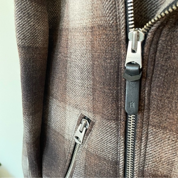 Mackage Men’s Clement Brown Plaid Wool Biker Motorcycle Jacket EUC Size 38/M - Picture 7 of 12